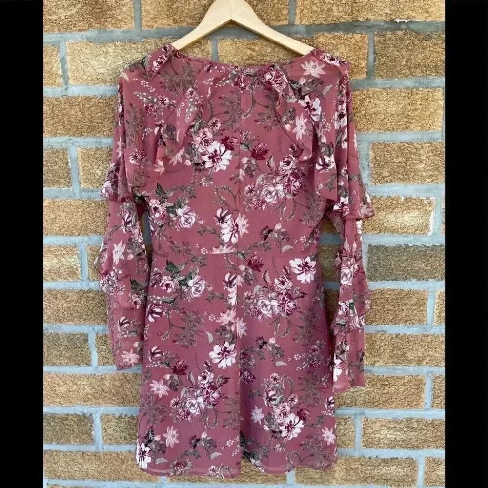 Wayf floral ruffle long sleeve dress large - Picture 7 of 11